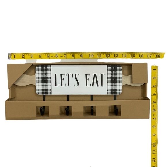 Hanging Hook Rack Multi Use Rack Black White Buffalo Check Plaid 7 in X 17 in - Picture 3 of 8